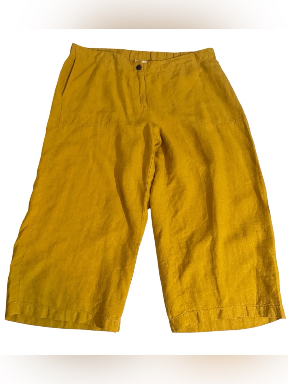 J. Jill X-Large Petite Yellow Love Linen Ankle Pants Wide Leg Beach Pockets